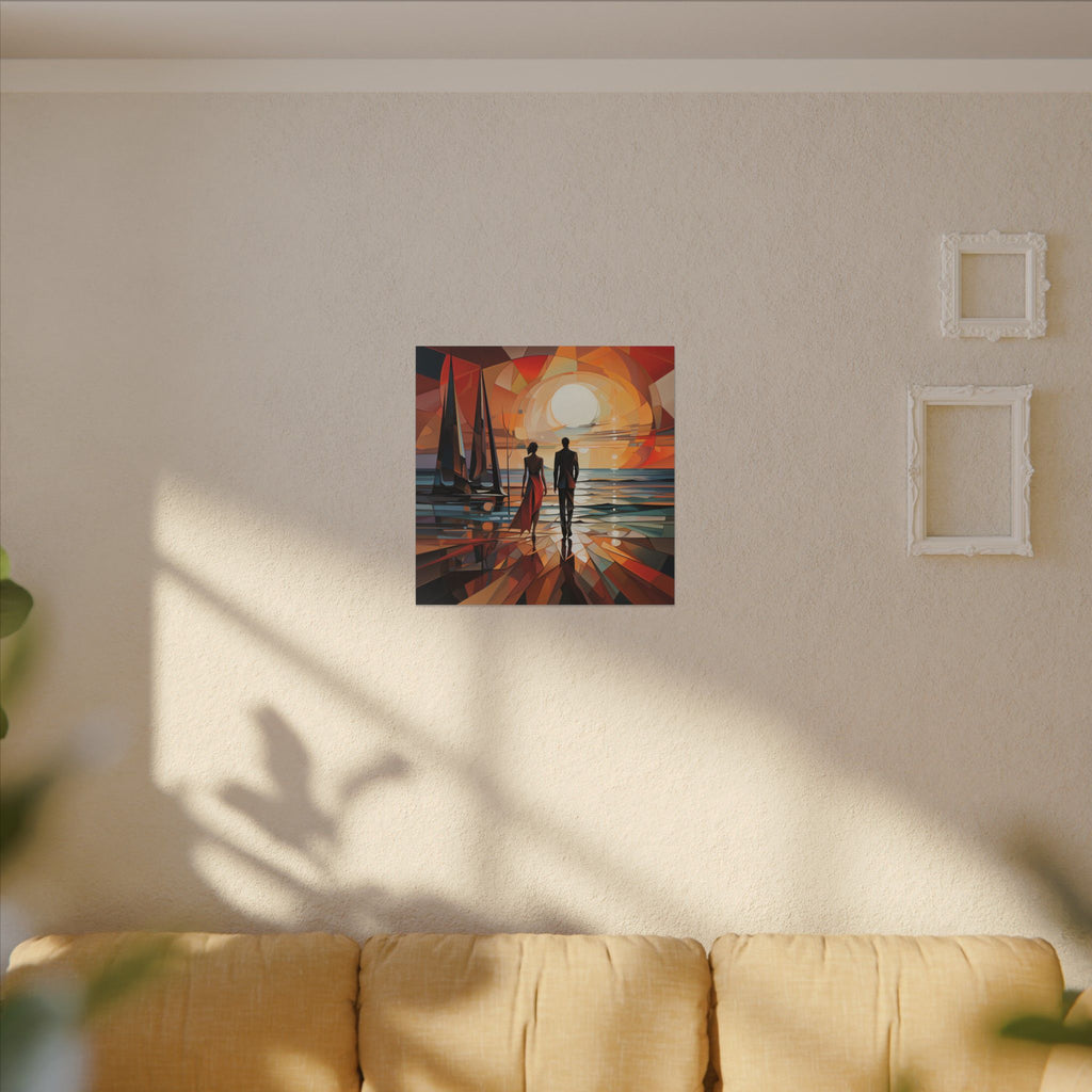 Toward the Last Light – Geometric Couple Sunset Canvas Print