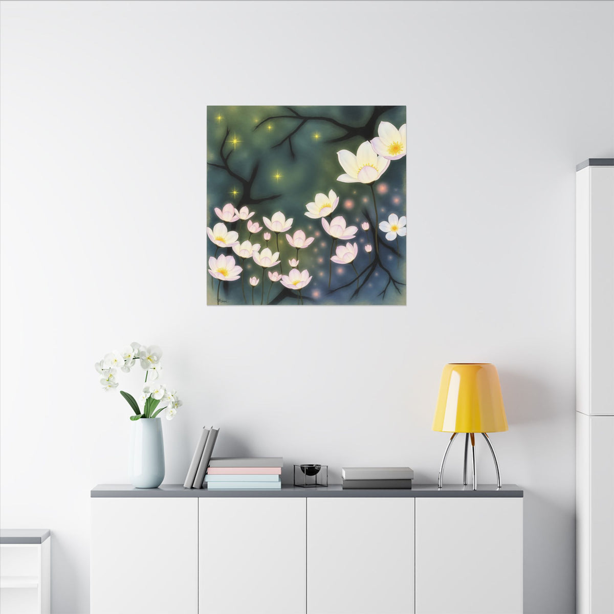 Where the Light Blooms – Dreamlike Floral Night Canvas Print