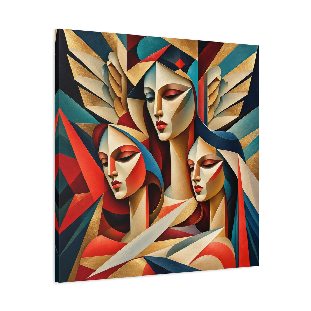 Triad of Grace — Art Deco Cubist Angel Fine Art Print