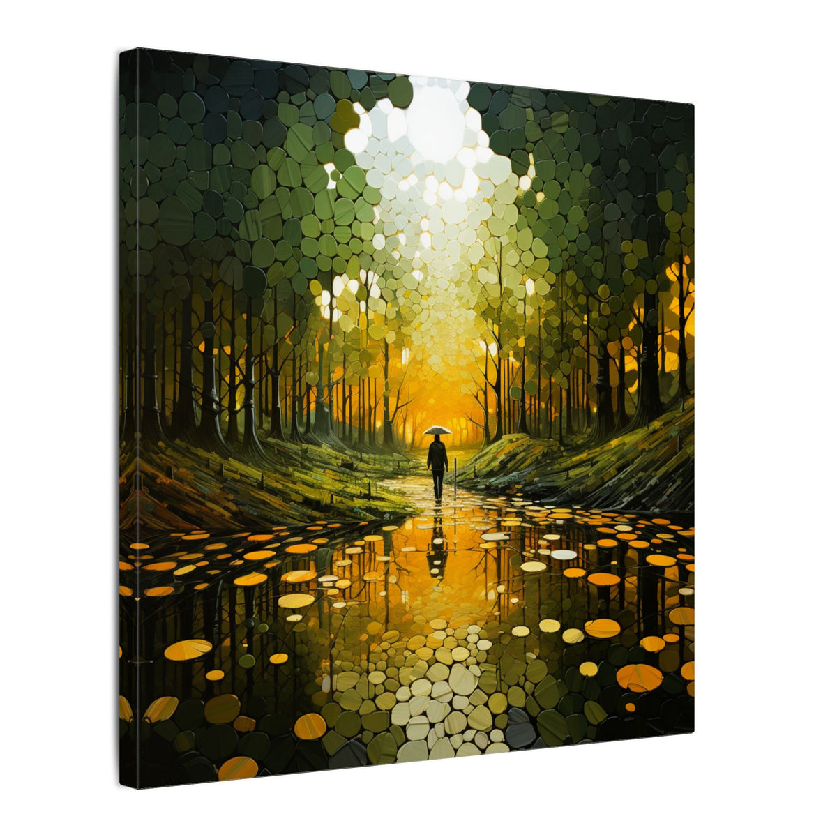 Into the Gold – Abstract Forest Landscape Canvas Print