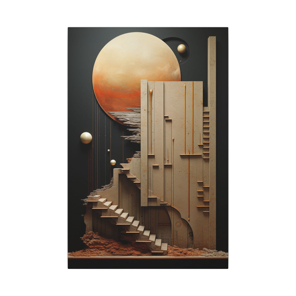 Stairway to Elsewhere – Surreal Futurist Architecture Canvas Print