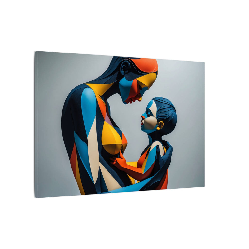 Held in Color – Geometric Mother and Child Canvas Print