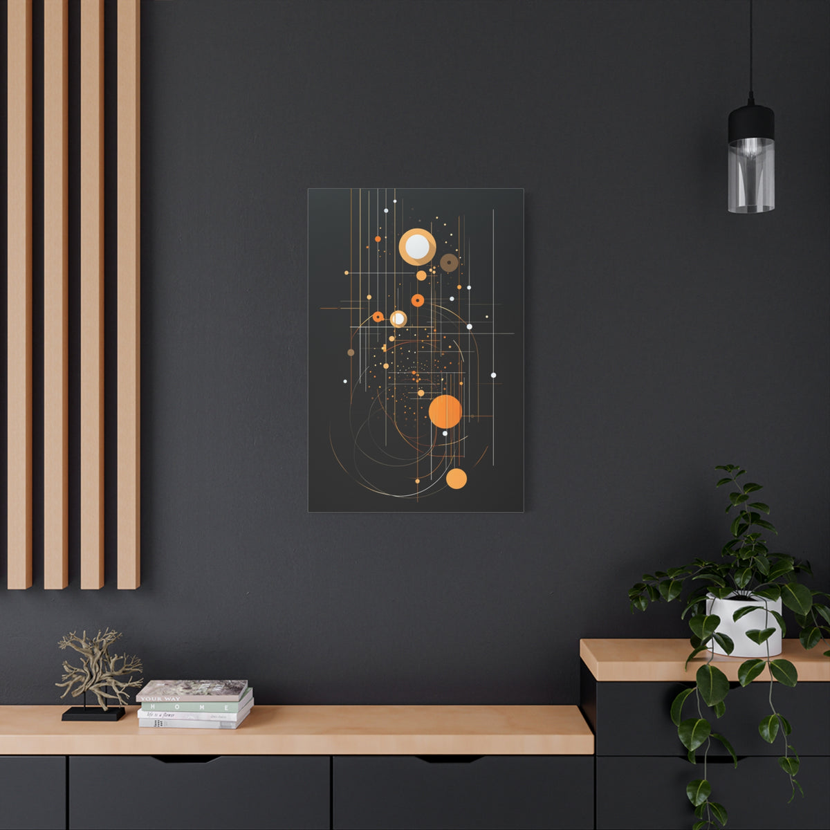 Orbital Blueprint No. 1— Modern Orange and Gold Wall Art