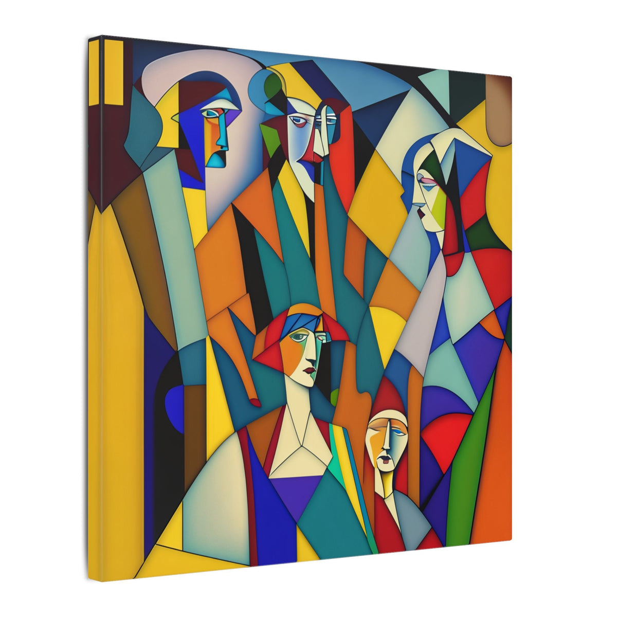 The Gathering of Selves – Colorful Geometric Figurative Canvas Print