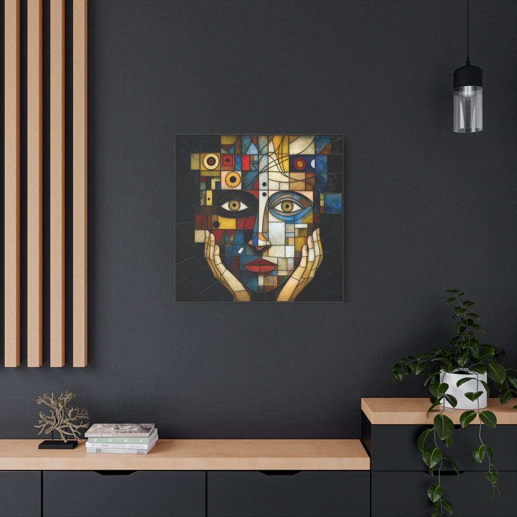 Seen From Within — Cubist Stained Glass Woman Portrait Wall Art