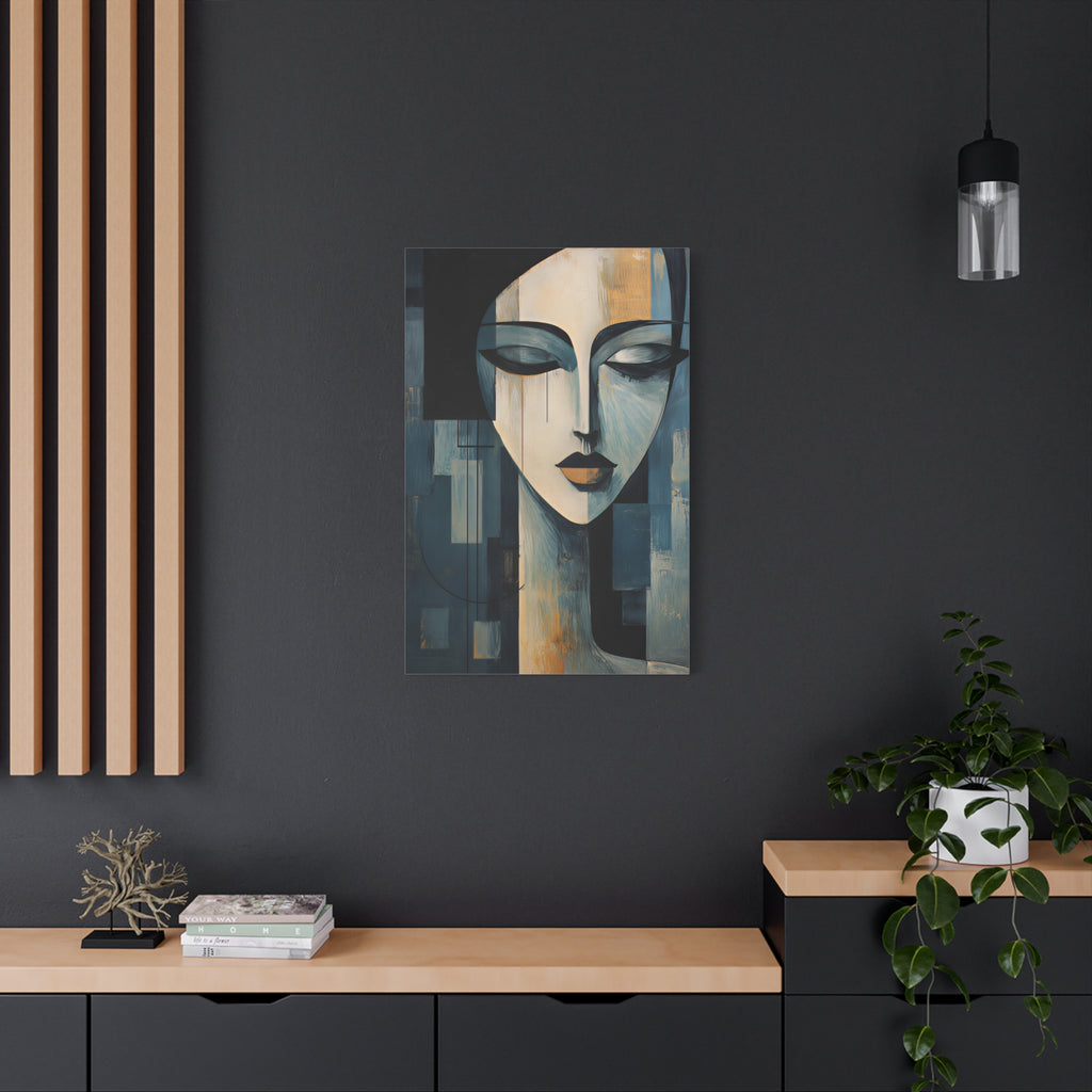 The Quiet Between — Modern Cubist Woman Fine Art Print
