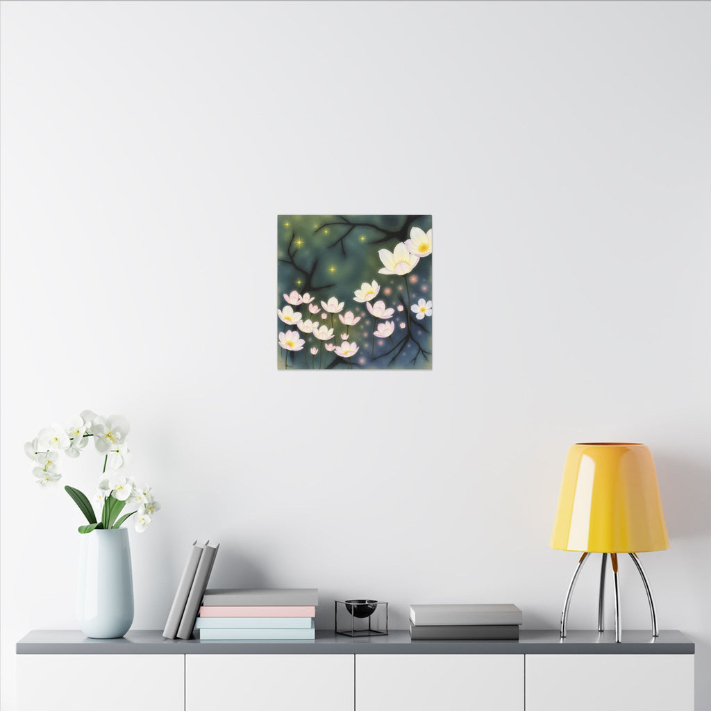 Where the Light Blooms – Dreamlike Floral Night Canvas Print