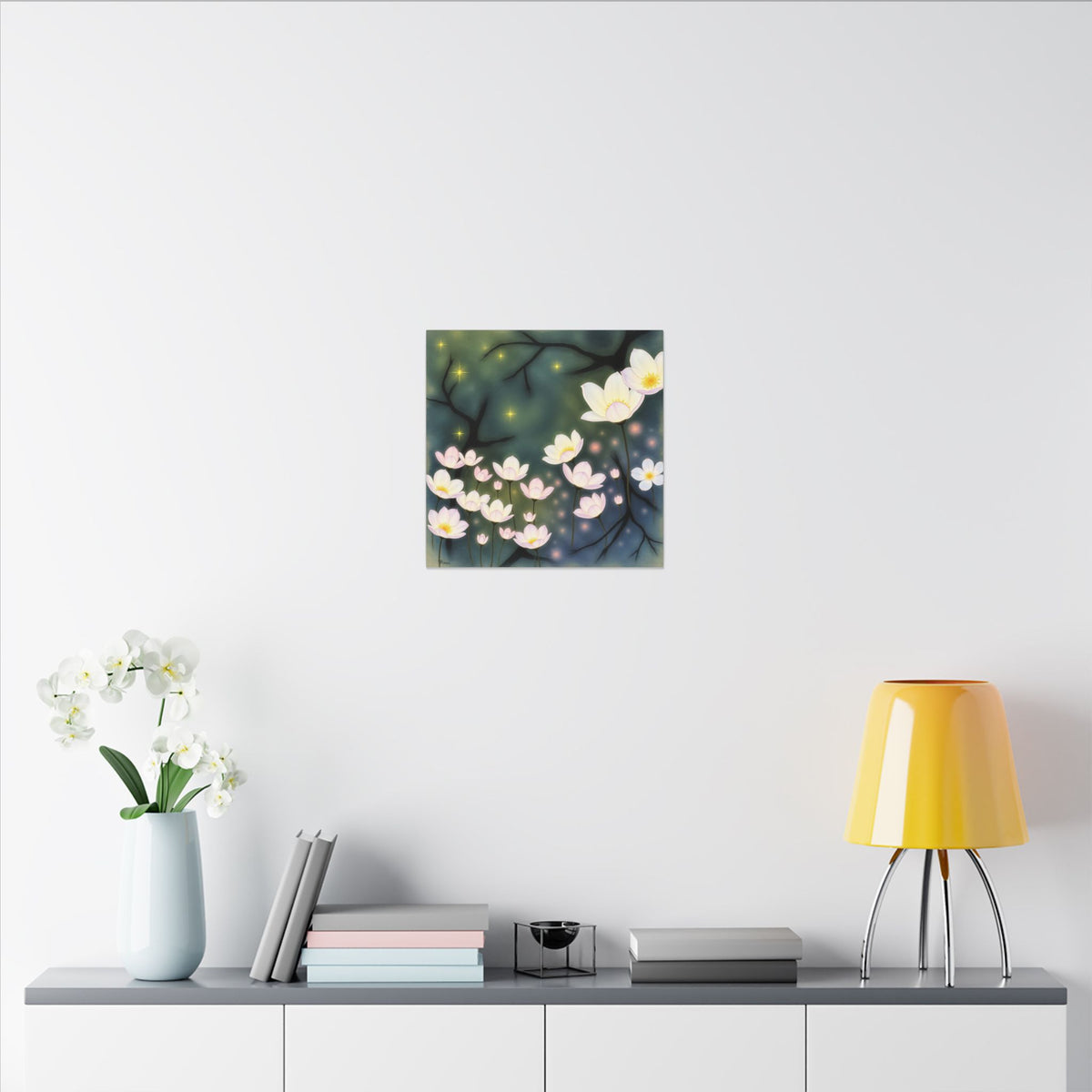 Where the Light Blooms – Dreamlike Floral Night Canvas Print