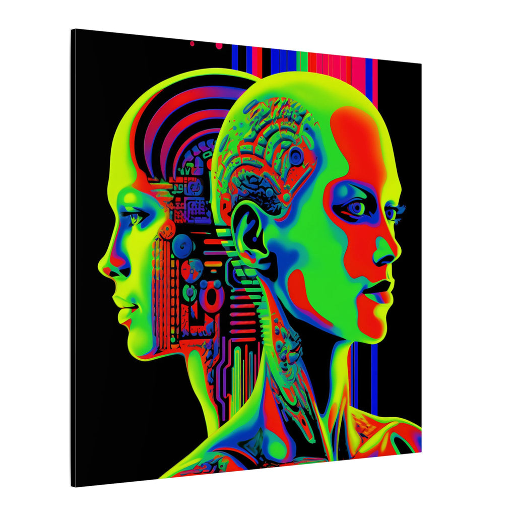 Neon Consciousness – Cybernetic Abstract Portrait Canvas Print