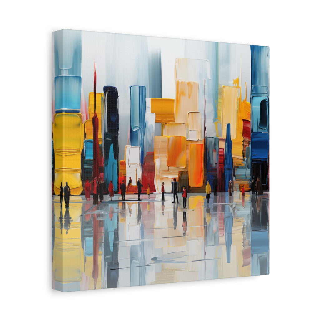 City in Reflection – Abstract Urban Skyline Canvas Print