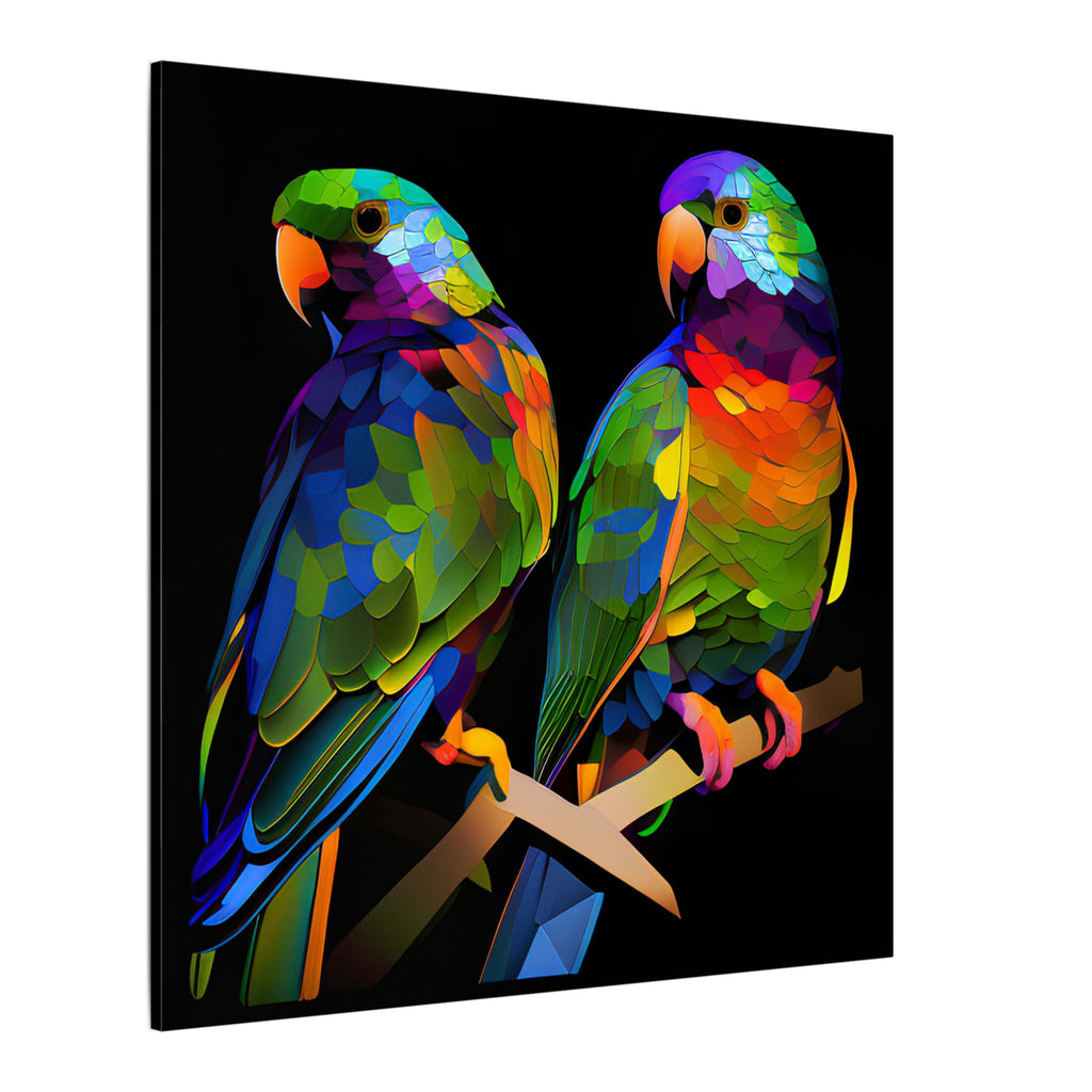 Electric Pair – Colorful Geometric Parrot Canvas Print