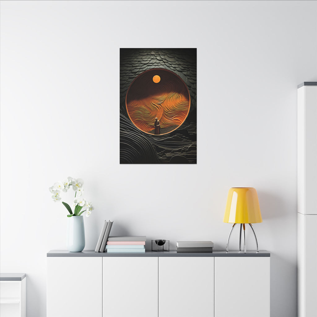 Inside the Orange Moon – Surreal Abstract Portal Canvas Print
