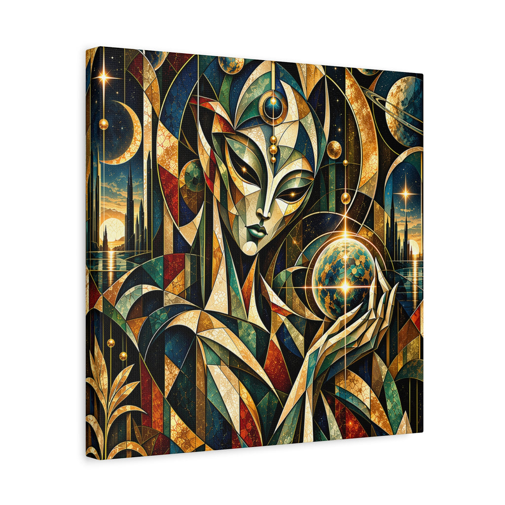 Keeper of Worlds — Futuristic Celestial Portrait Wall Art