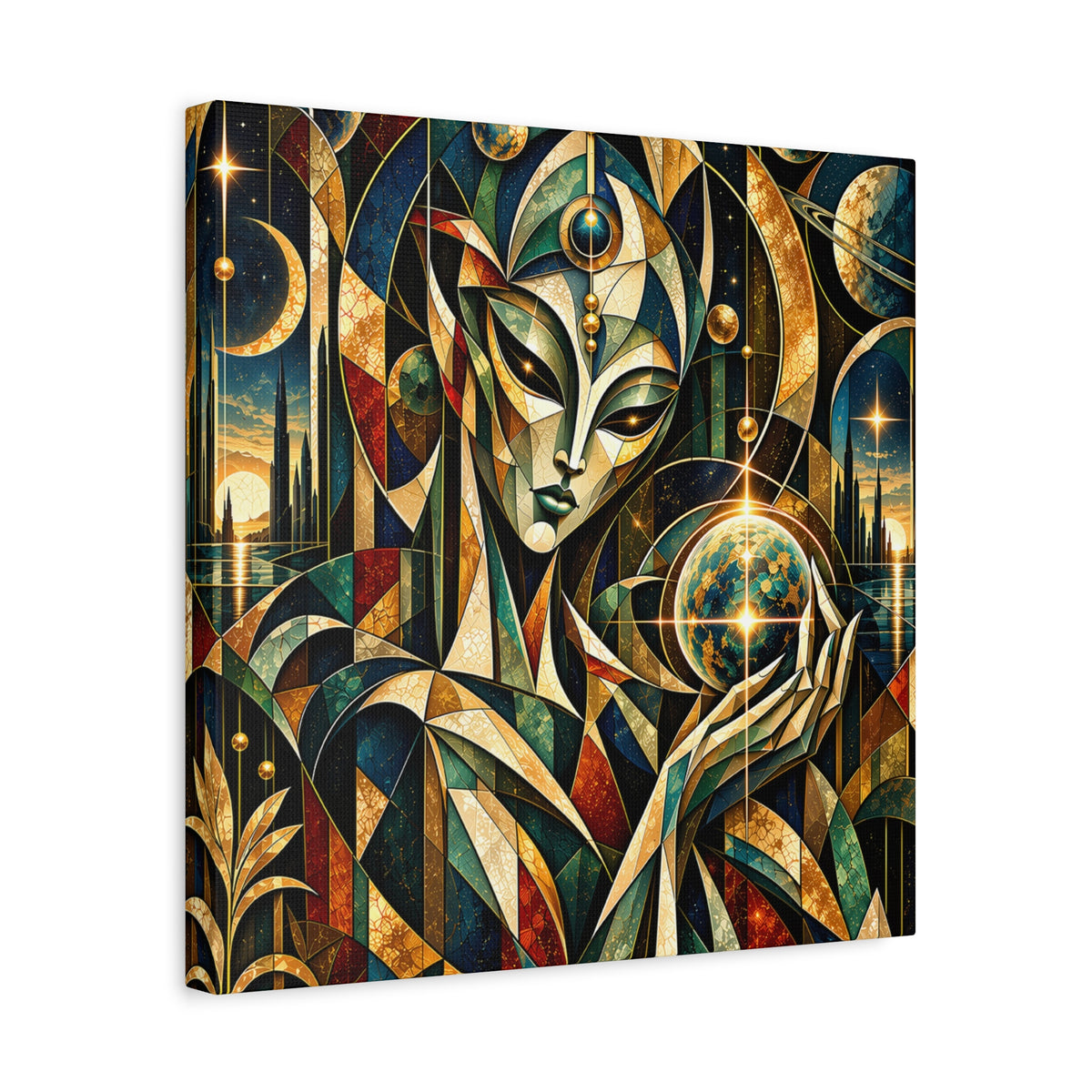 Keeper of Worlds — Futuristic Celestial Portrait Wall Art