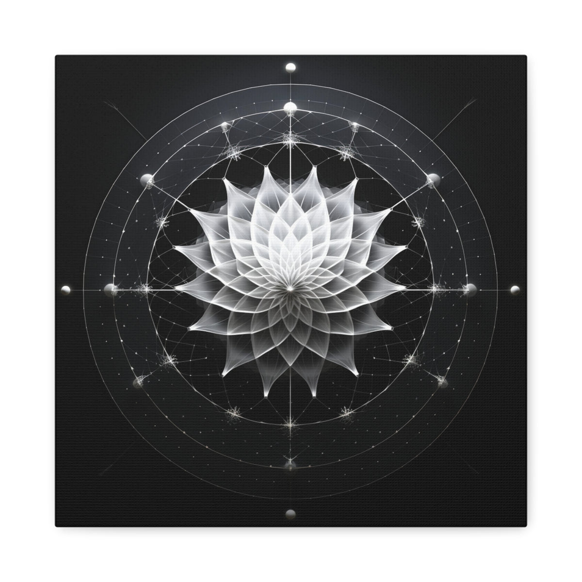 Orbit of Stillness — Monochrome Sacred Geometry Lotus Wall Art