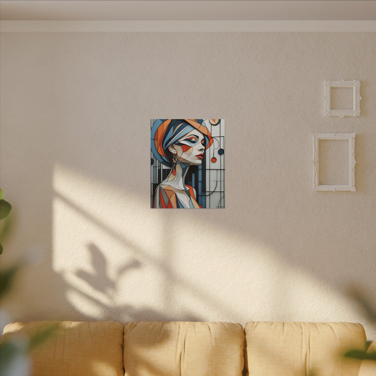 Poise in Orbit – Geometric Female Portrait Canvas Print