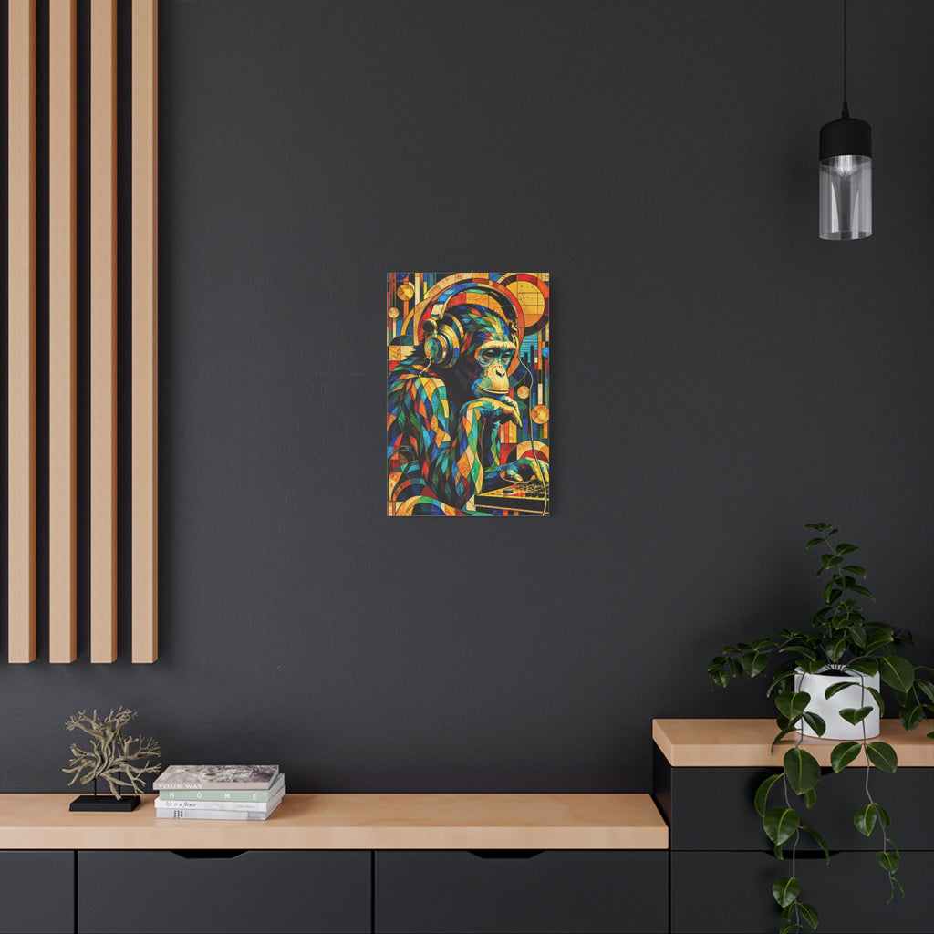 Primate Frequencies — Stained Glass DJ Monkey Fine Art Print