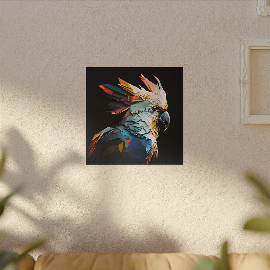 Crowned Instinct – Geometric Cockatoo Portrait Canvas Print