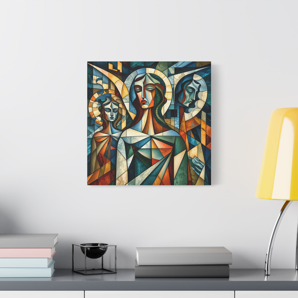 The Ones Who Watch Over Us | Cubist Stained Glass Angel Art