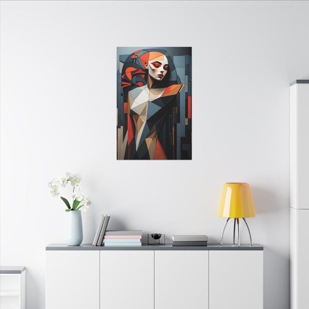 Composed in Structure – Geometric Female Portrait Canvas Print