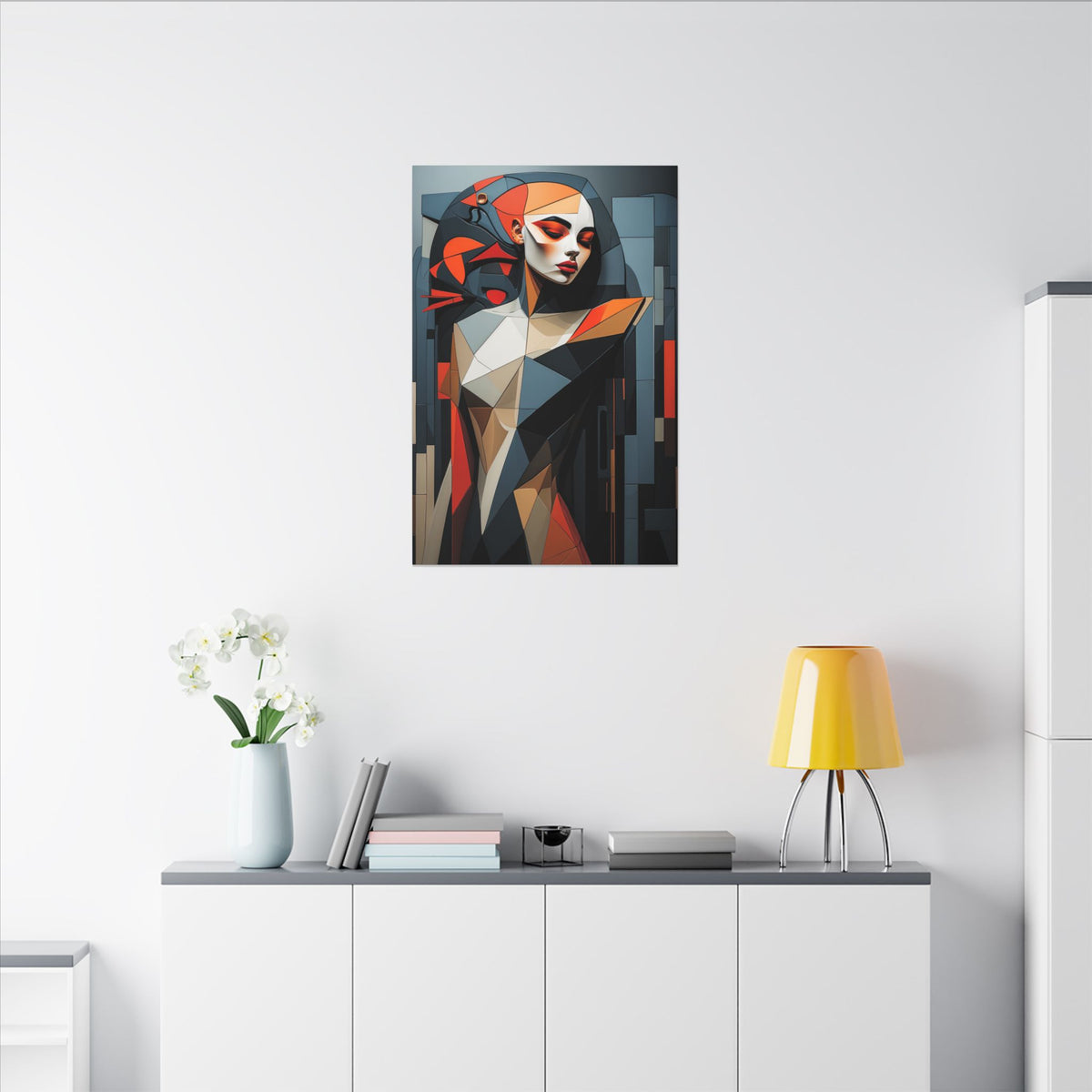 Composed in Structure – Geometric Female Portrait Canvas Print