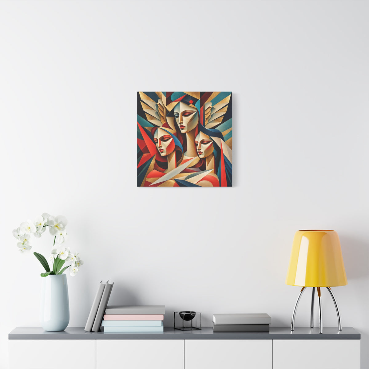 Triad of Grace — Art Deco Cubist Angel Fine Art Print