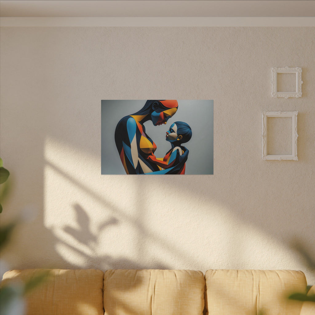Held in Color – Geometric Mother and Child Canvas Print