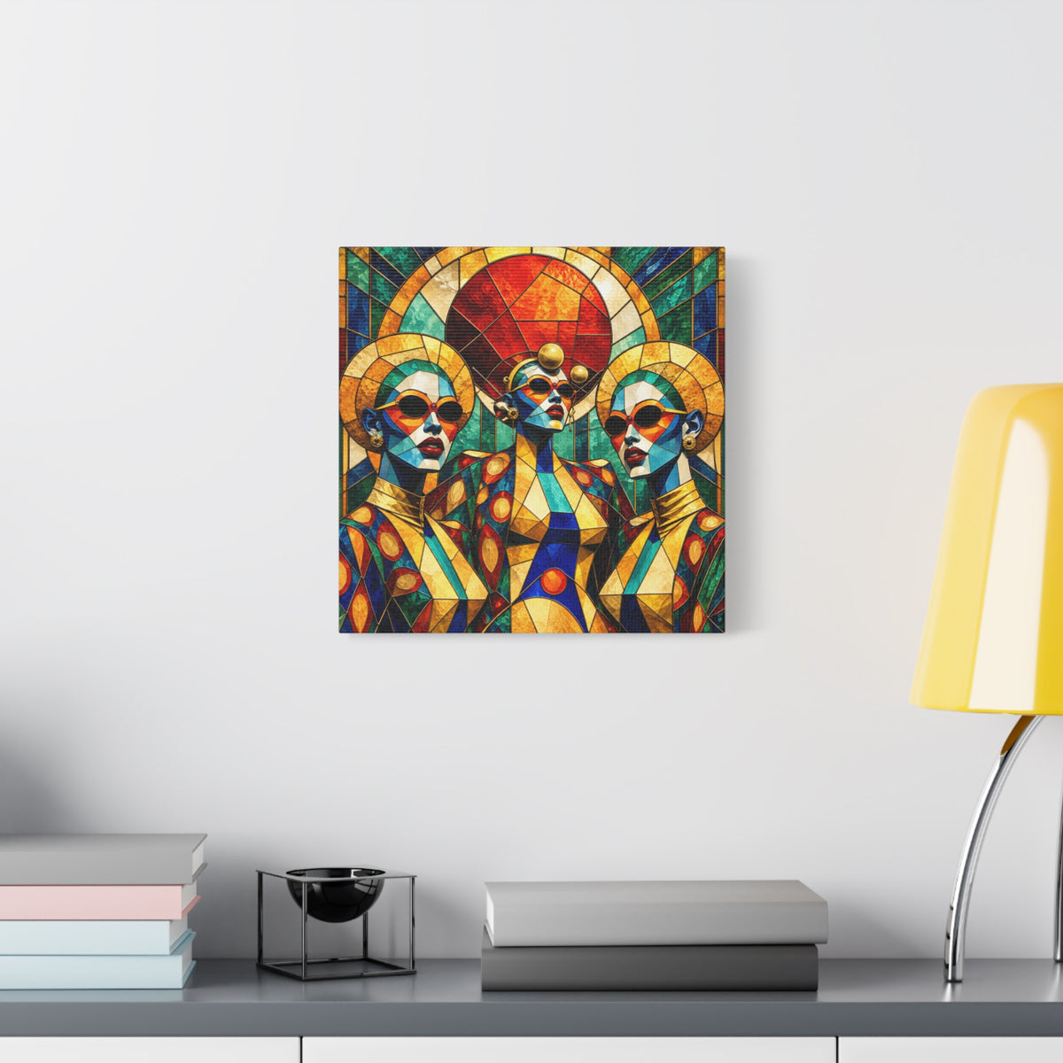 The Gilded Circle - Vibrant Geometric Portrait Wall Decor