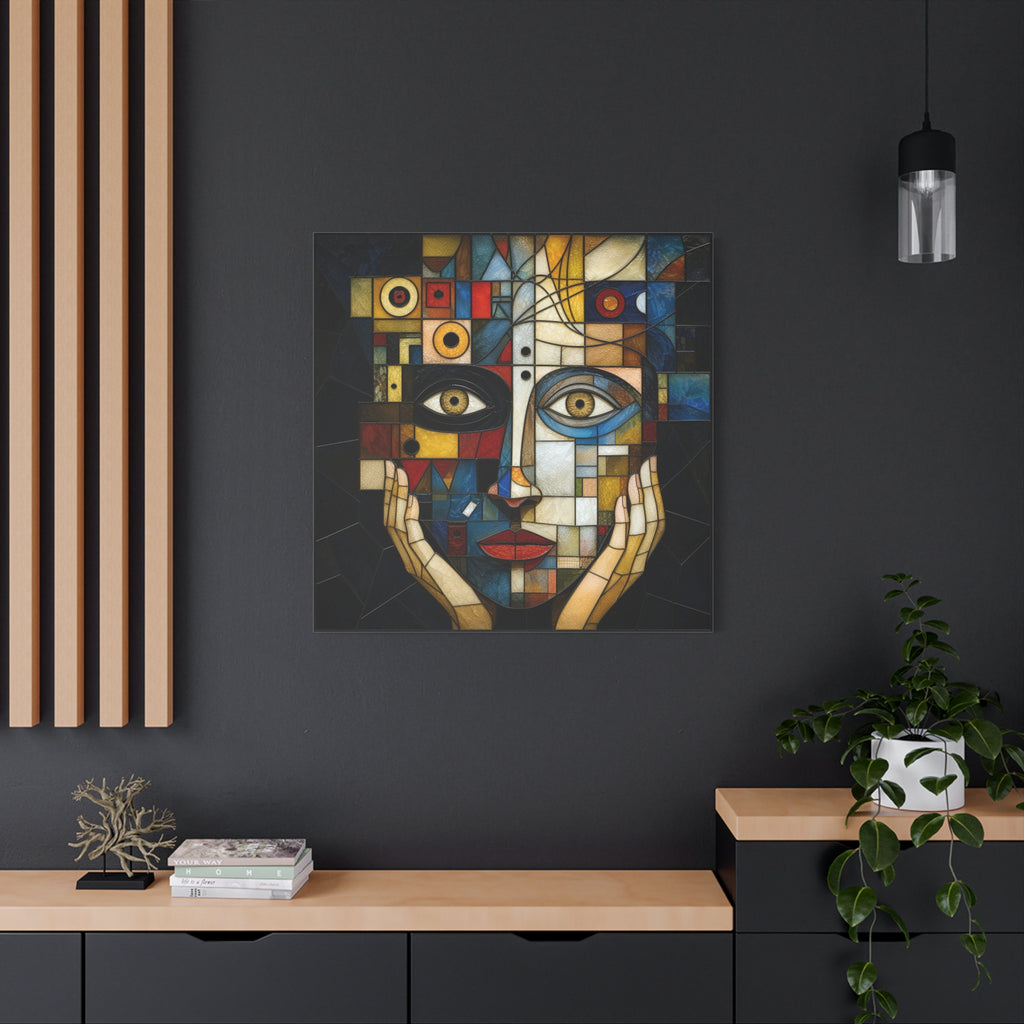 Seen From Within — Cubist Stained Glass Woman Portrait Wall Art