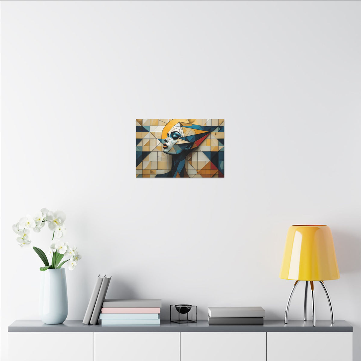 Measured Grace – Geometric Female Profile Canvas Print