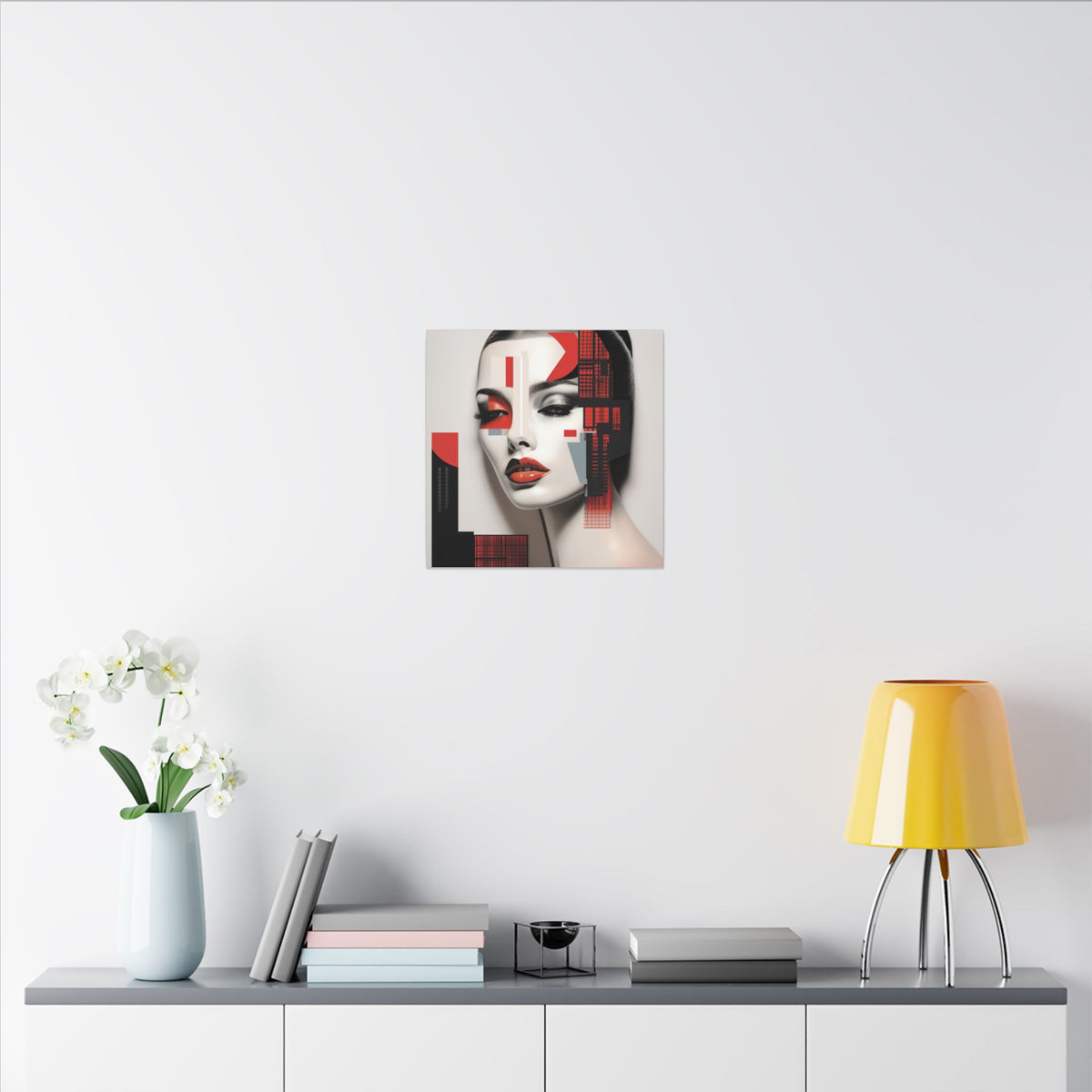 Red Syntax – Geometric Fashion Portrait Canvas Print