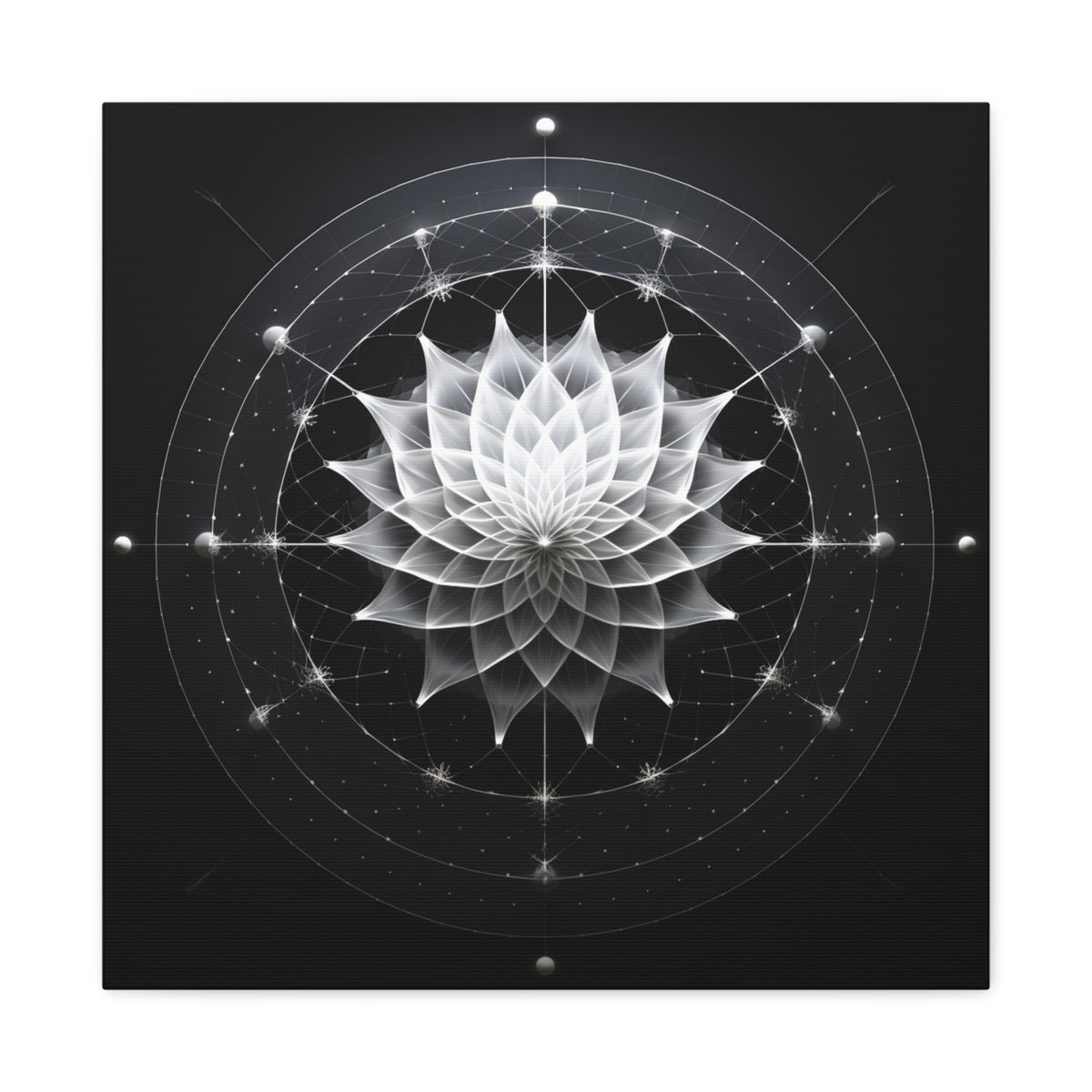 Orbit of Stillness — Monochrome Sacred Geometry Lotus Wall Art