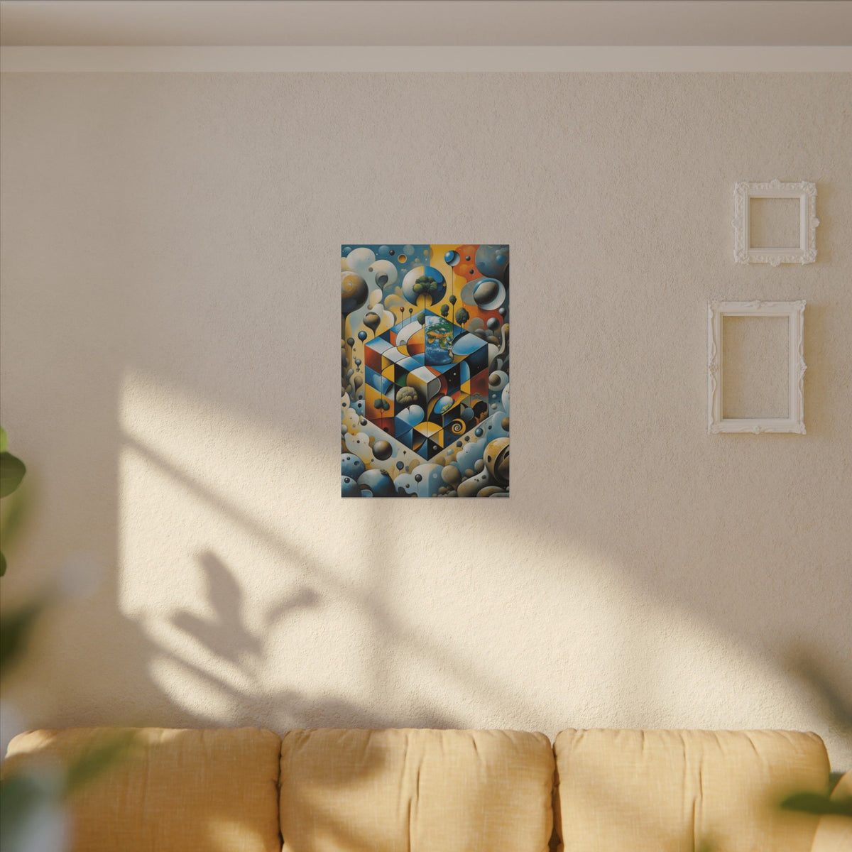 World Within Worlds – Surreal Geometric Earth Canvas Print
