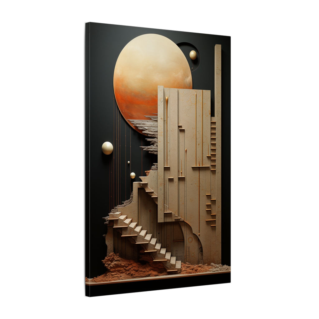Stairway to Elsewhere – Surreal Futurist Architecture Canvas Print