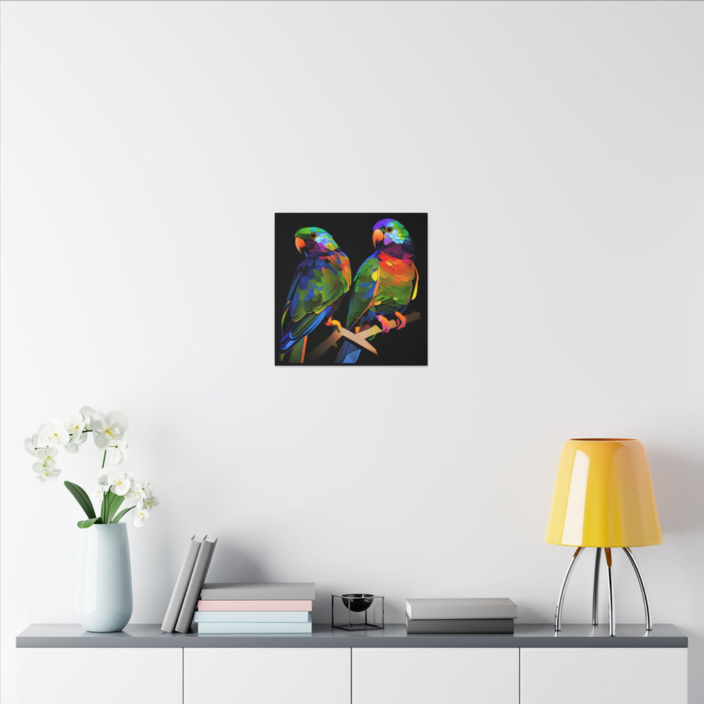 Electric Pair – Colorful Geometric Parrot Canvas Print