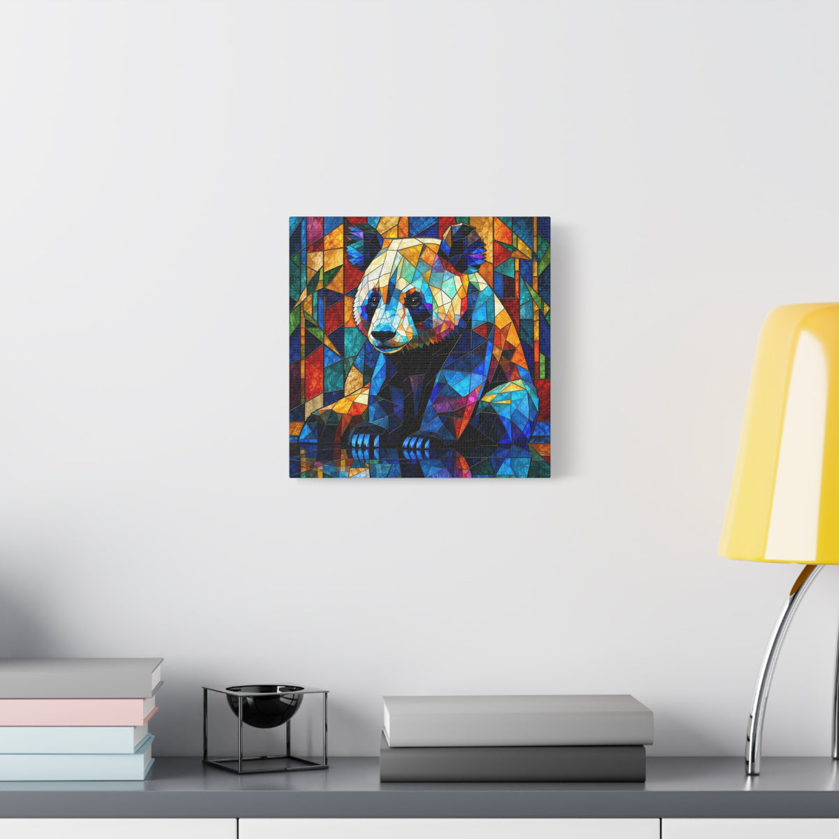 Prismatic Panda — Stained Glass Geometric Animal Wall Art