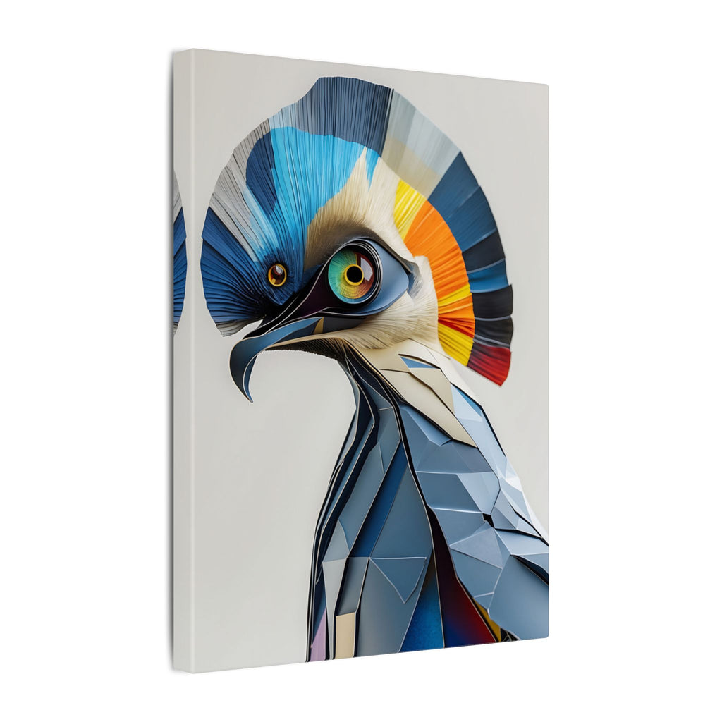 Crest of Light – Geometric Crested Bird Canvas Print