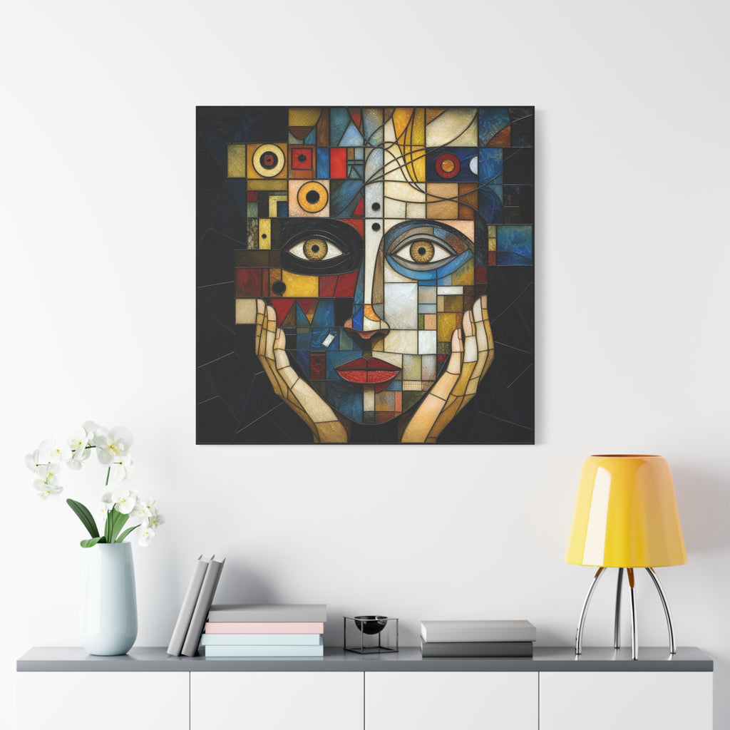 Seen From Within — Cubist Stained Glass Woman Portrait Wall Art