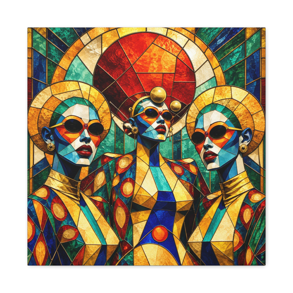 The Gilded Circle - Vibrant Geometric Portrait Wall Decor