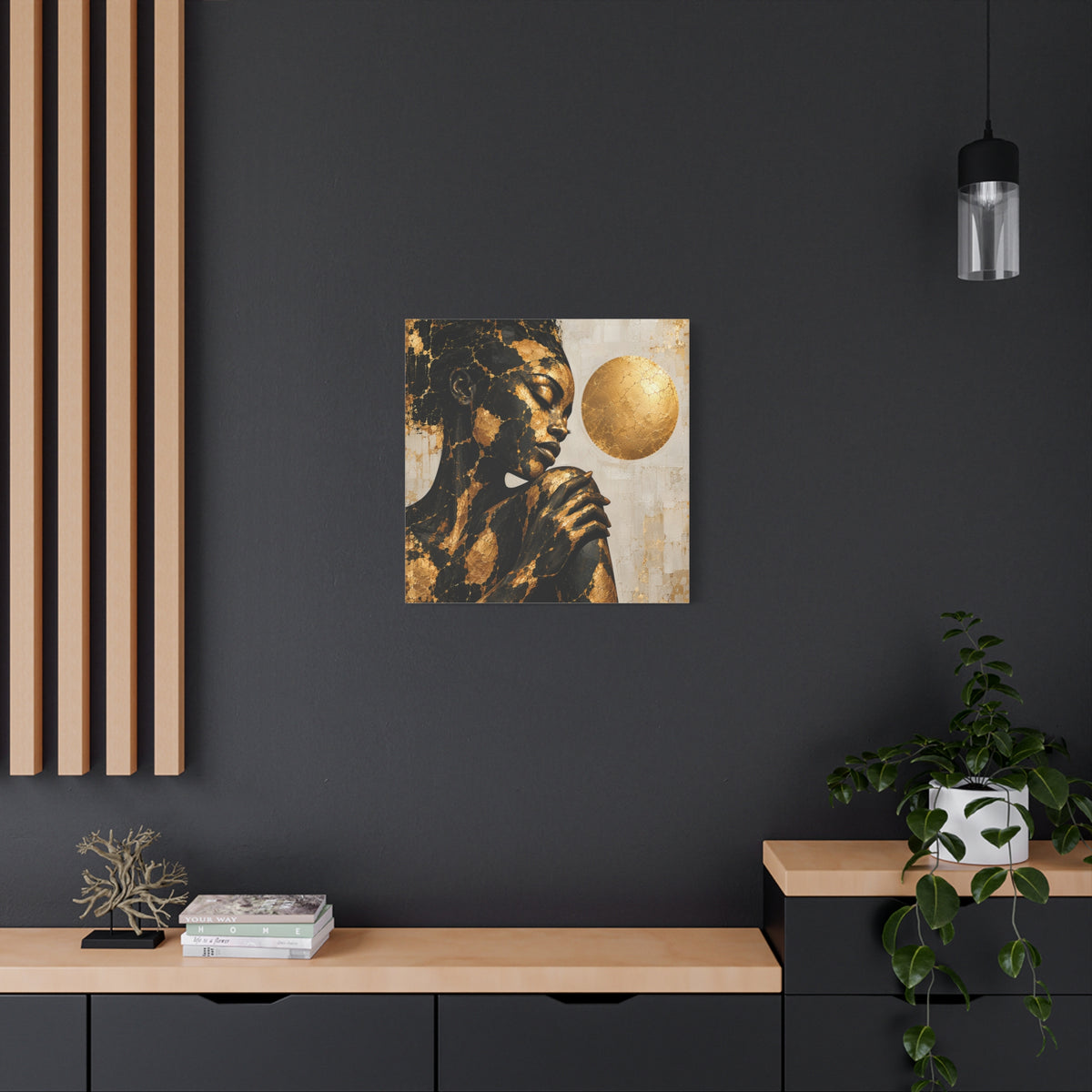 Held in Gold — Modern Black & Gold Woman Portrait