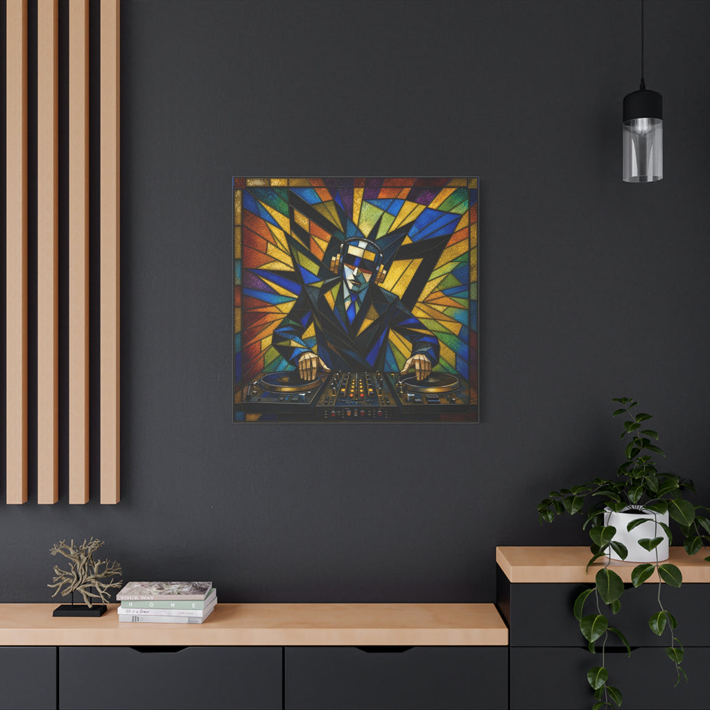 Frequency State – Abstract Stained Glass DJ Pop Art Canvas Print