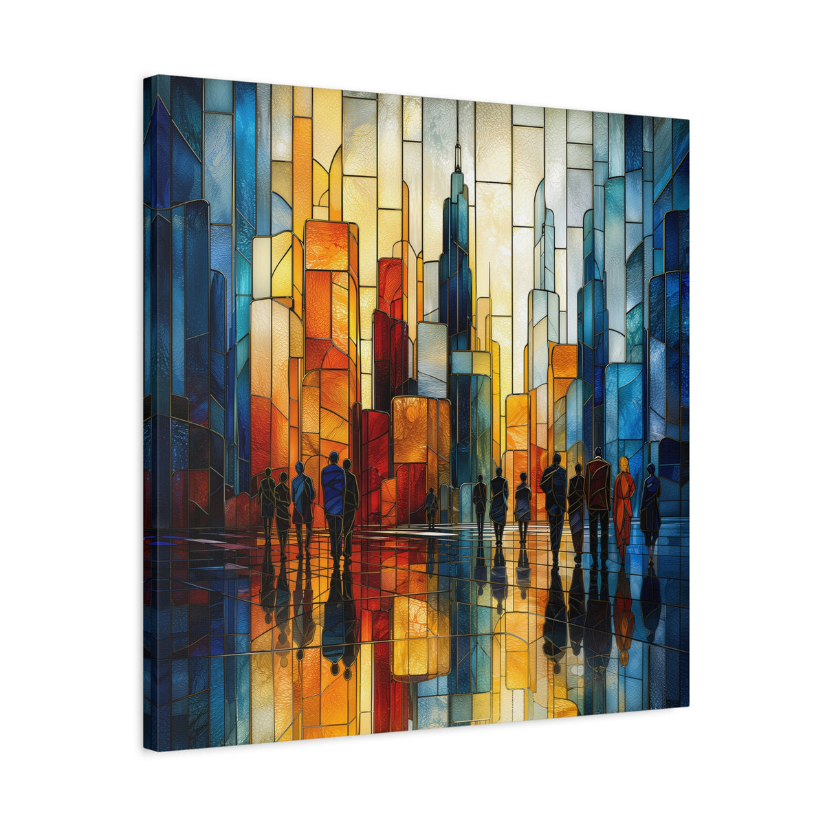 City of Light — Modern Stained Glass Skyline Wall Art