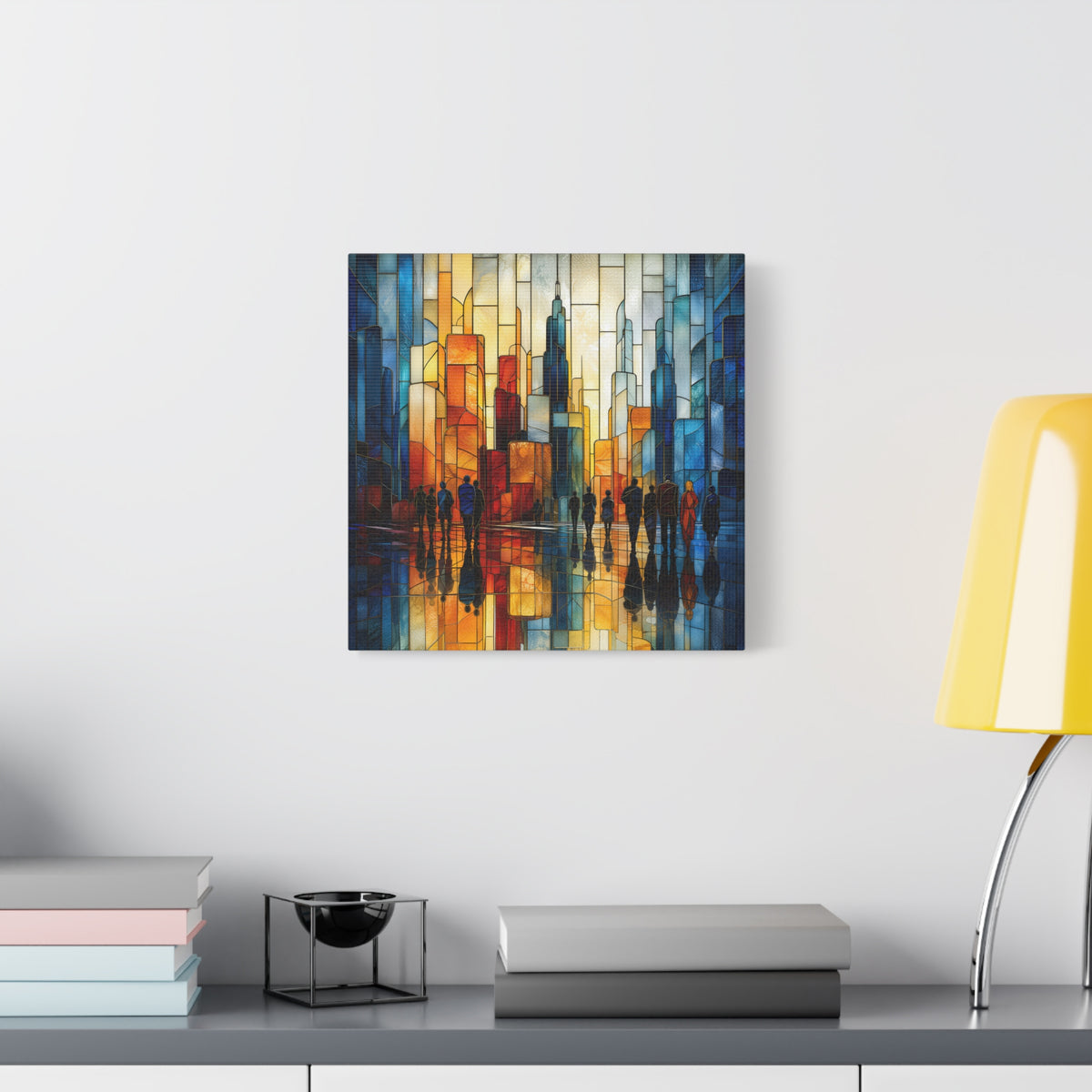 City of Light — Modern Stained Glass Skyline Wall Art
