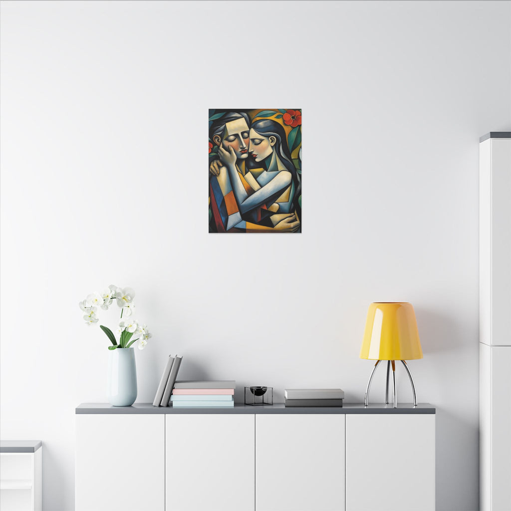 Close Enough to Hear – Modern Geometric Couple Portrait Canvas Print