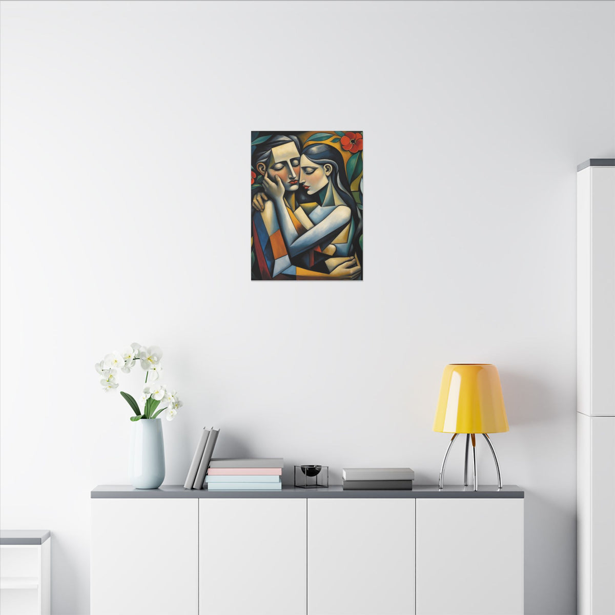 Close Enough to Hear – Modern Geometric Couple Portrait Canvas Print