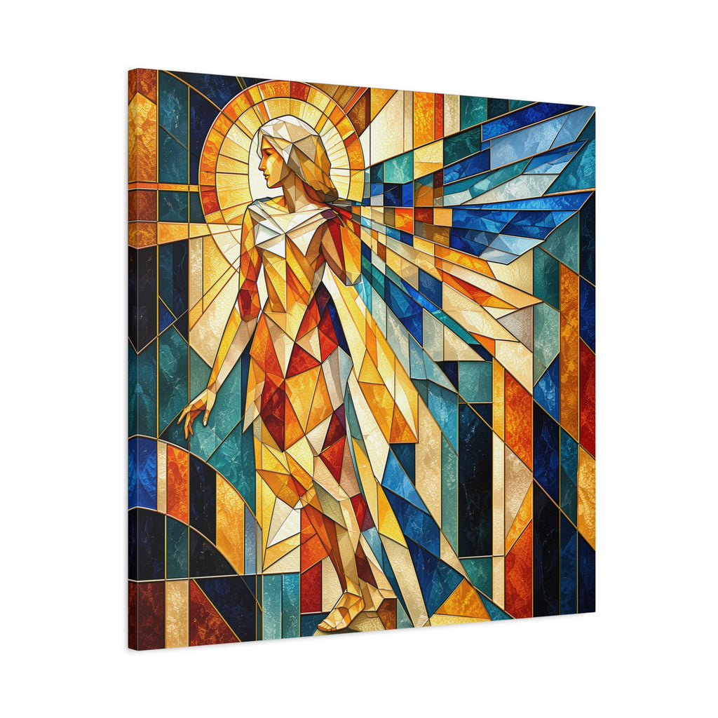 Messenger of Light — Geometric Stained Glass Angel Fine Art Print