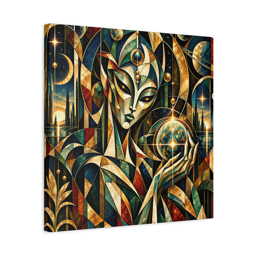 Keeper of Worlds — Futuristic Celestial Portrait Wall Art