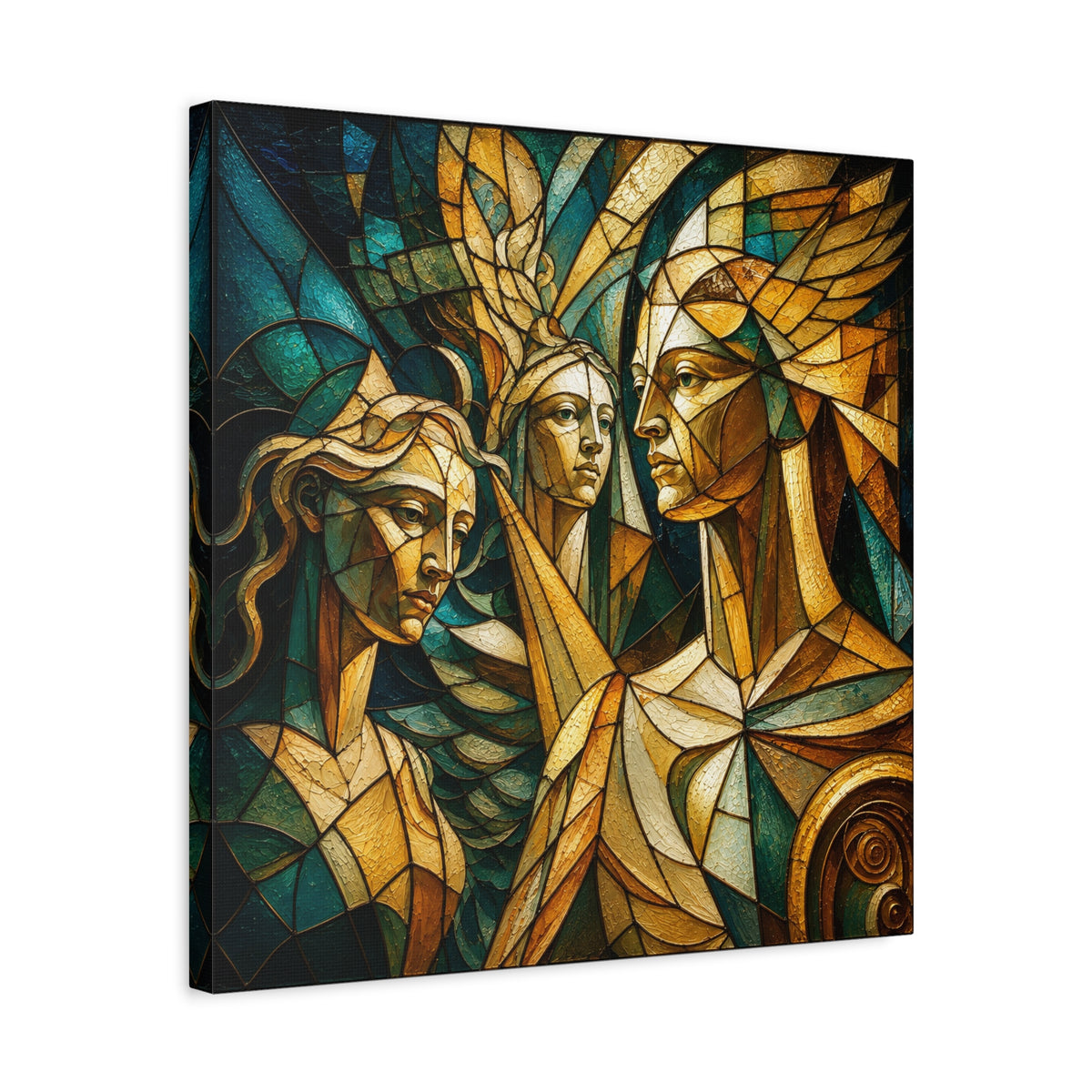 The Golden Council — Modern Stained Glass Figurative Wall Art