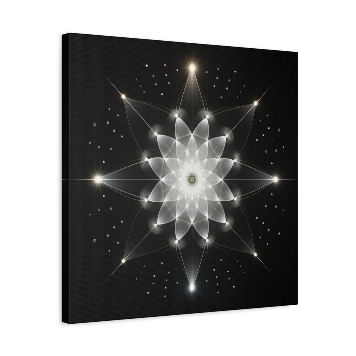 Constellation in Bloom — Monochrome Sacred Geometry Wall Art