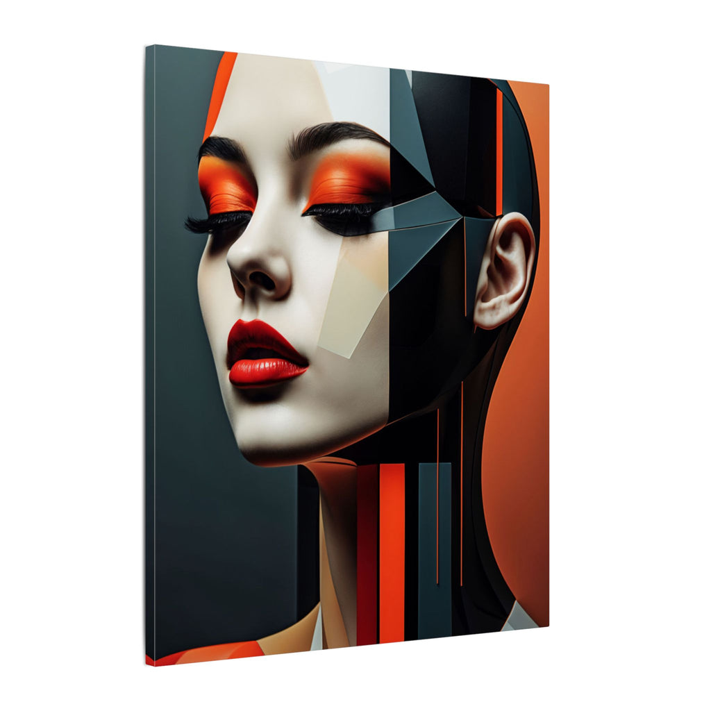 Quiet Voltage – Futurist Geometric Female Portrait Canvas Print